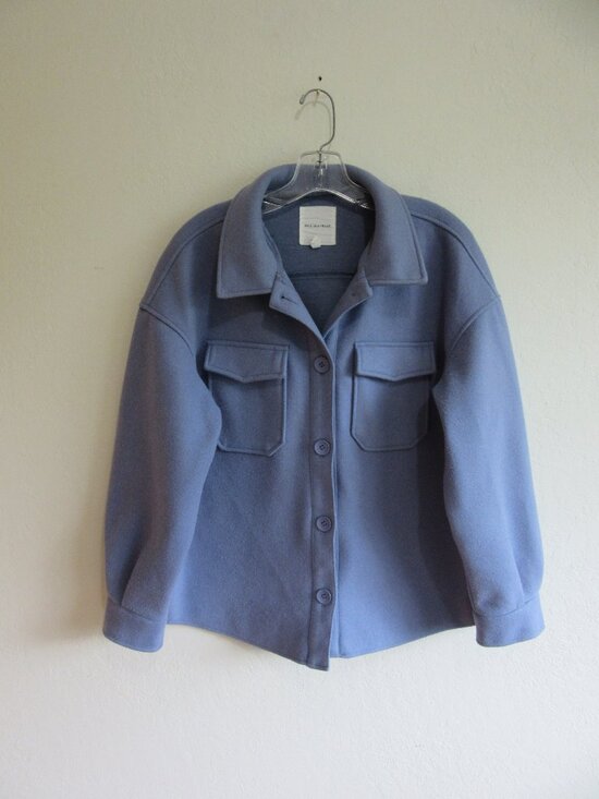 Avec Les Filles Jackets & Blazers - AVEC LES FILLES Blue L Outerwear Long Sleeve Collared Button Closure Jacket